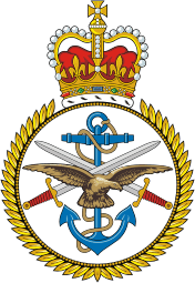 The logo of the UK Ministry of Defence.